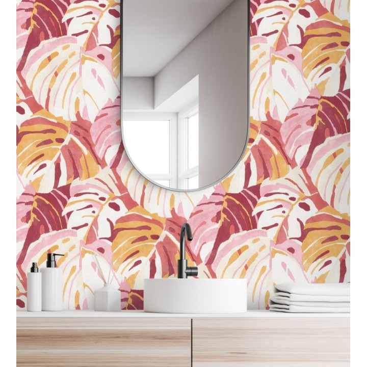 Papel pintado de hojas tropicales grandes estilo pop art - Tropical Island 680775