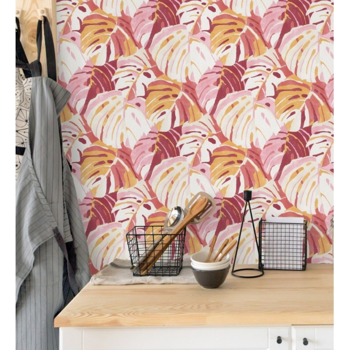 Papel pintado de hojas tropicales grandes estilo pop art - Tropical Island 680775