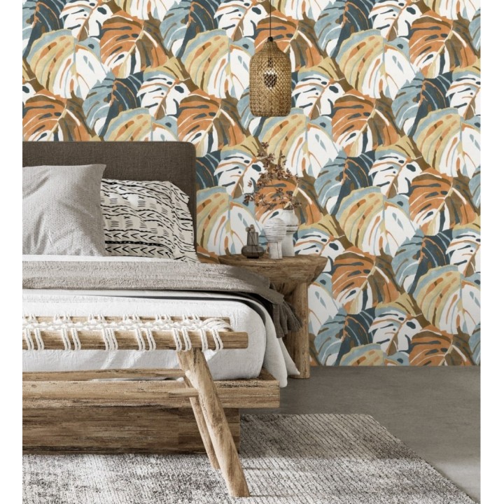 Papel pintado de hojas tropicales grandes estilo pop art - Tropical Island 680776