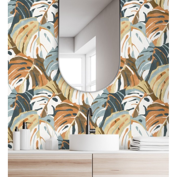 Papel pintado de hojas tropicales grandes estilo pop art - Tropical Island 680776