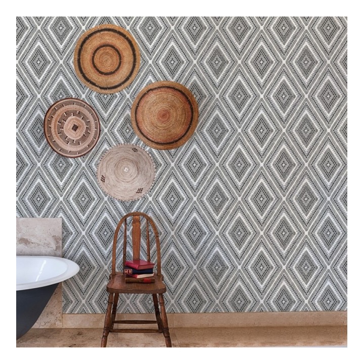 Papel pintado geométrico de rombos estilo boho chic  - Boho Carpet 680777