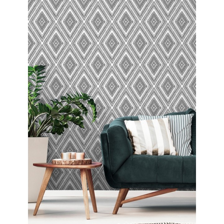 Papel pintado geométrico de rombos estilo boho chic  - Boho Carpet 680777