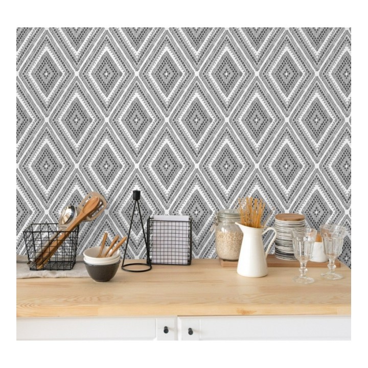 Papel pintado geométrico de rombos estilo boho chic  - Boho Carpet 680777