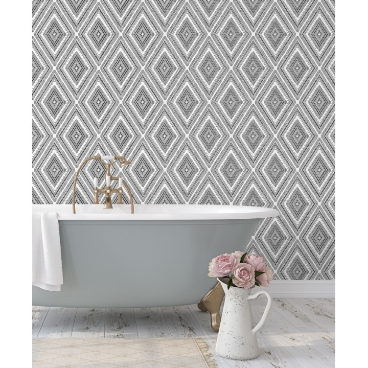 Papel pintado geométrico de rombos estilo boho chic  - Boho Carpet 680777