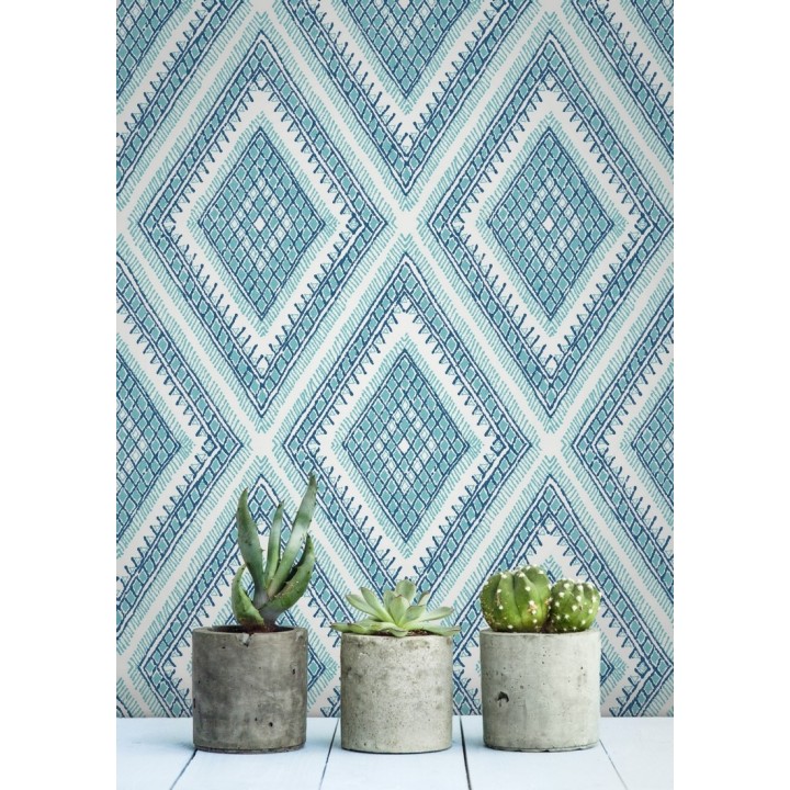 Papel pintado geométrico de rombos estilo boho chic  - Boho Carpet 680778