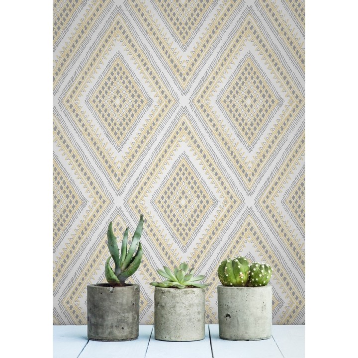 Papel pintado geométrico de rombos estilo boho chic  - Boho Carpet 680779