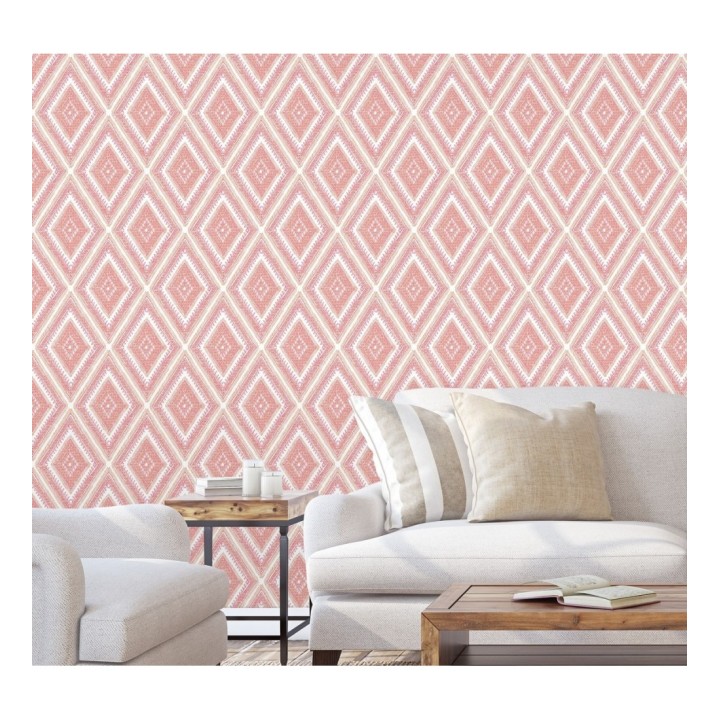 Papel pintado geométrico de rombos estilo boho chic  - Boho Carpet 680780