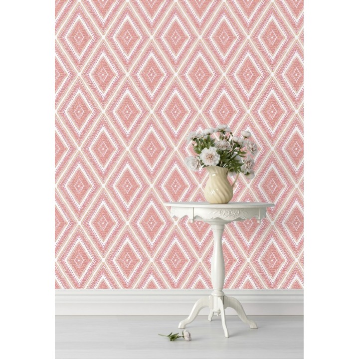 Papel pintado geométrico de rombos estilo boho chic  - Boho Carpet 680780