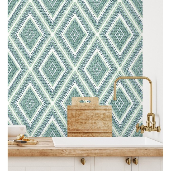 Papel pintado geométrico de rombos estilo boho chic  - Boho Carpet 680781