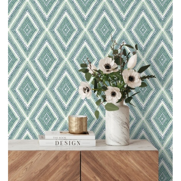 Papel pintado geométrico de rombos estilo boho chic  - Boho Carpet 680781