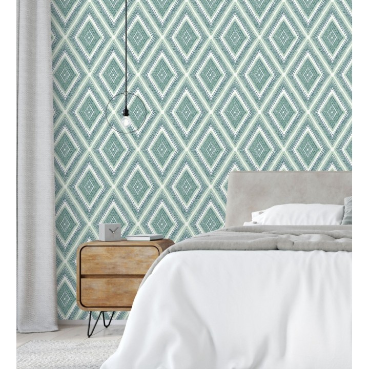 Papel pintado geométrico de rombos estilo boho chic  - Boho Carpet 680781