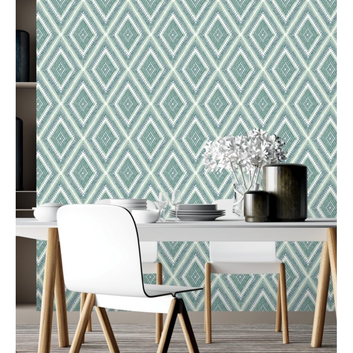 Papel pintado geométrico de rombos estilo boho chic  - Boho Carpet 680781