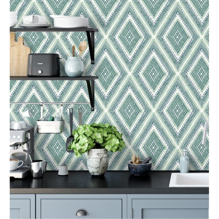 Papel pintado geométrico de rombos estilo boho chic  - Boho Carpet 680781