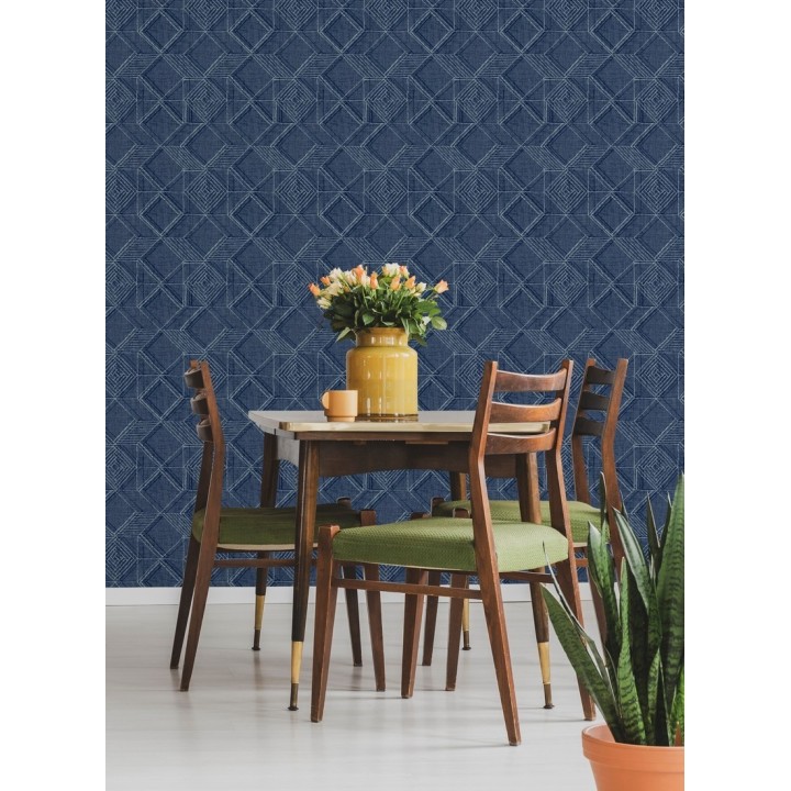 Papel pintado geométrico de cubos estilo boho chic - Cubic City 680782