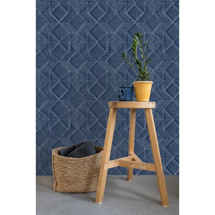 Papel pintado geométrico de cubos estilo boho chic - Cubic City 680782