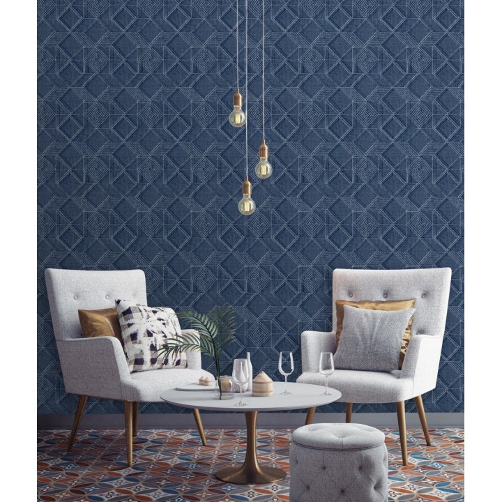 Papel pintado geométrico de cubos estilo boho chic - Cubic City 680782