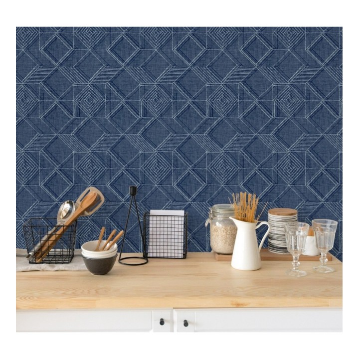 Papel pintado geométrico de cubos estilo boho chic - Cubic City 680782