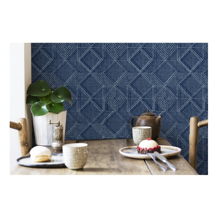 Papel pintado geométrico de cubos estilo boho chic - Cubic City 680782