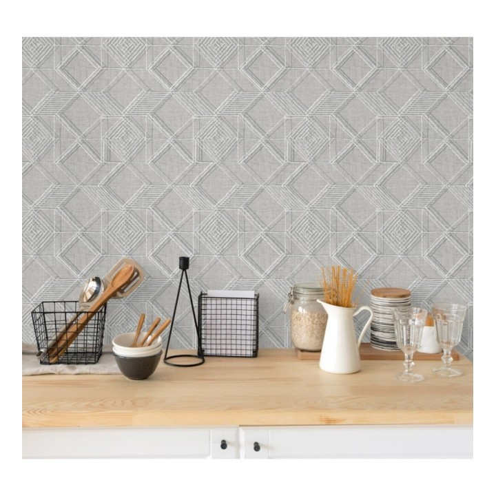 Papel pintado geométrico de cubos estilo boho chic - Cubic City 680783