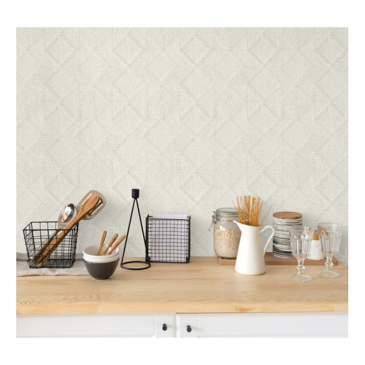 Papel pintado geométrico de cubos estilo boho chic - Cubic City 680784