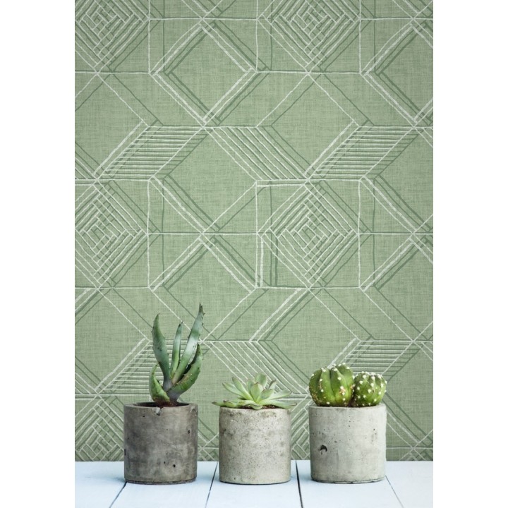 Papel pintado geométrico de cubos estilo boho chic - Cubic City 680785