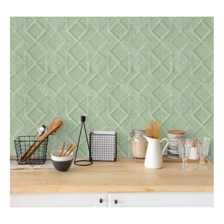 Papel pintado geométrico de cubos estilo boho chic - Cubic City 680785