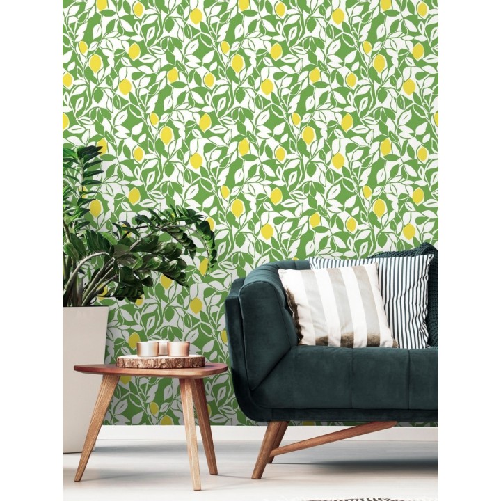 Papel pintado hojas y limones estilo pop art - Lemon Garden 680787