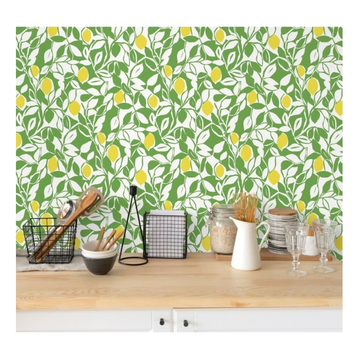 Papel pintado hojas y limones estilo pop art - Lemon Garden 680787