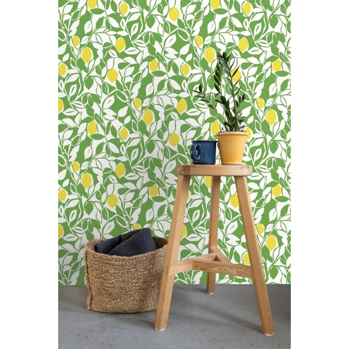 Papel pintado hojas y limones estilo pop art - Lemon Garden 680787