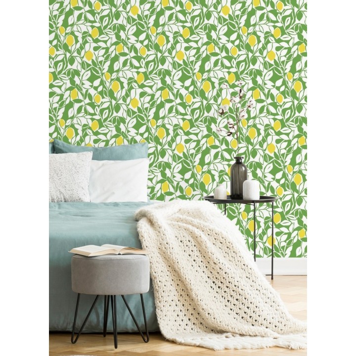 Papel pintado hojas y limones estilo pop art - Lemon Garden 680787