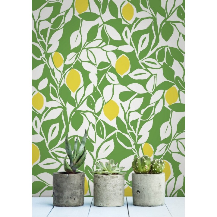 Papel pintado hojas y limones estilo pop art - Lemon Garden 680787