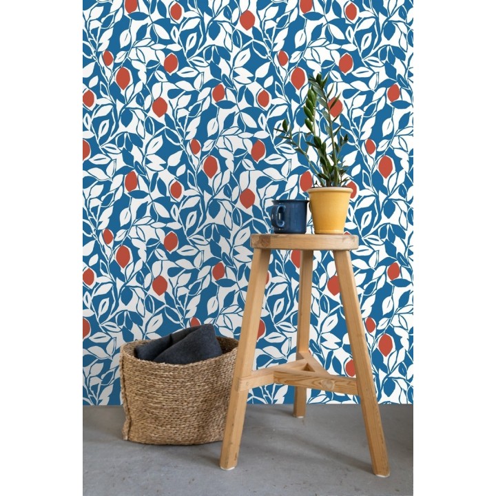 Papel pintado hojas y limones estilo pop art - Lemon Garden 680788