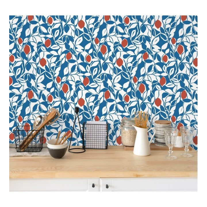 Papel pintado hojas y limones estilo pop art - Lemon Garden 680788