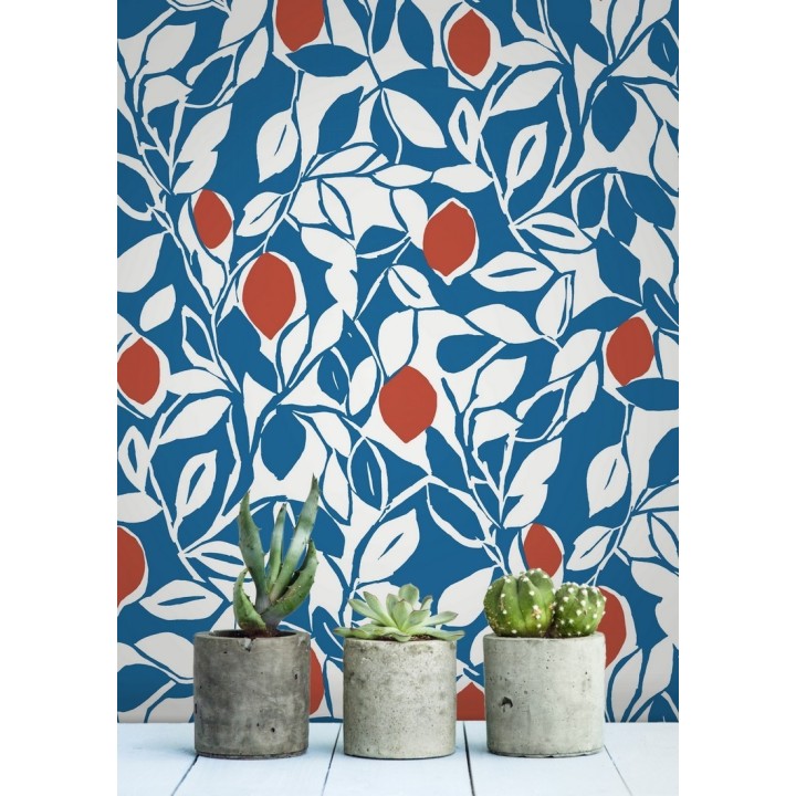 Papel pintado hojas y limones estilo pop art - Lemon Garden 680788