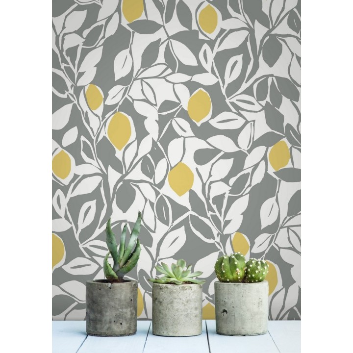 Papel pintado hojas y limones estilo pop art - Lemon Garden 680789