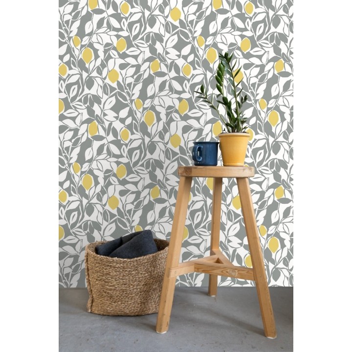 Papel pintado hojas y limones estilo pop art - Lemon Garden 680789
