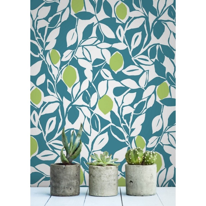 Papel pintado hojas y limones estilo pop art - Lemon Garden 680790