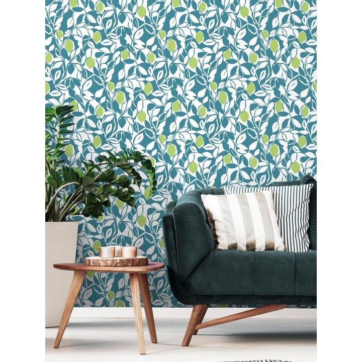 Papel pintado hojas y limones estilo pop art - Lemon Garden 680790