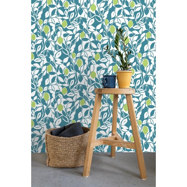 Papel pintado hojas y limones estilo pop art - Lemon Garden 680790