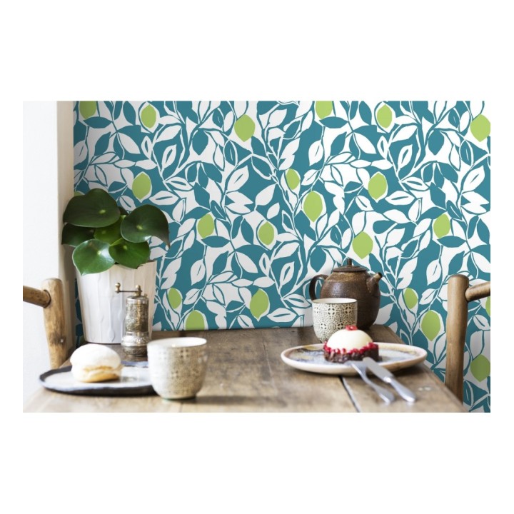 Papel pintado hojas y limones estilo pop art - Lemon Garden 680790