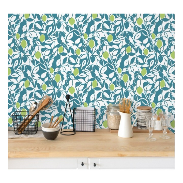 Papel pintado hojas y limones estilo pop art - Lemon Garden 680790