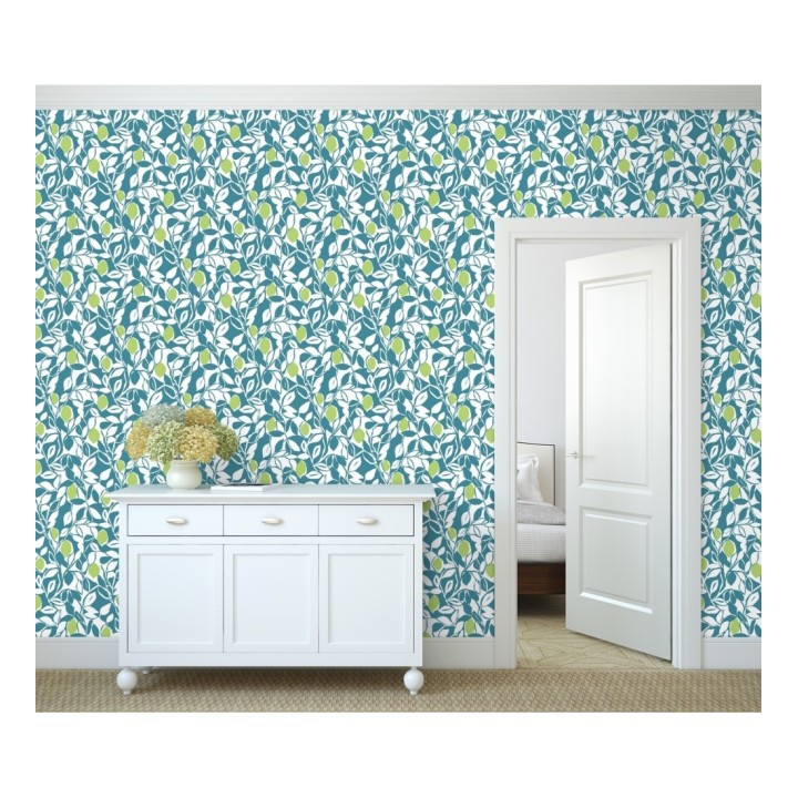 Papel pintado hojas y limones estilo pop art - Lemon Garden 680790