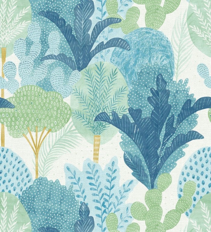 Papel pintado de árboles y cactus estilo tropical - Town Forest 680809