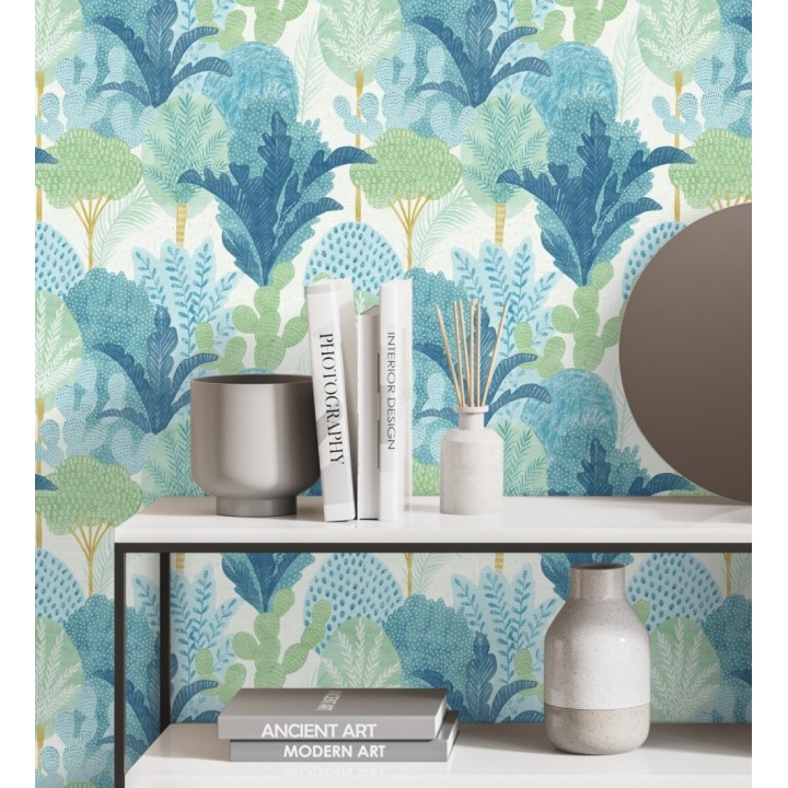 Papel pintado de árboles y cactus estilo tropical - Town Forest 680809