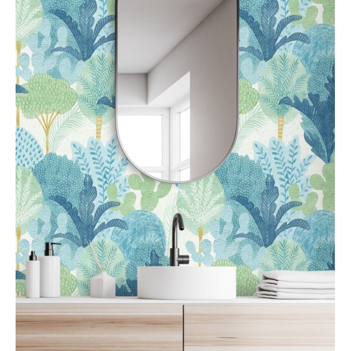 Papel pintado de árboles y cactus estilo tropical - Town Forest 680809