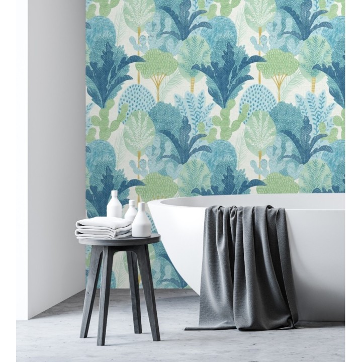 Papel pintado de árboles y cactus estilo tropical - Town Forest 680809