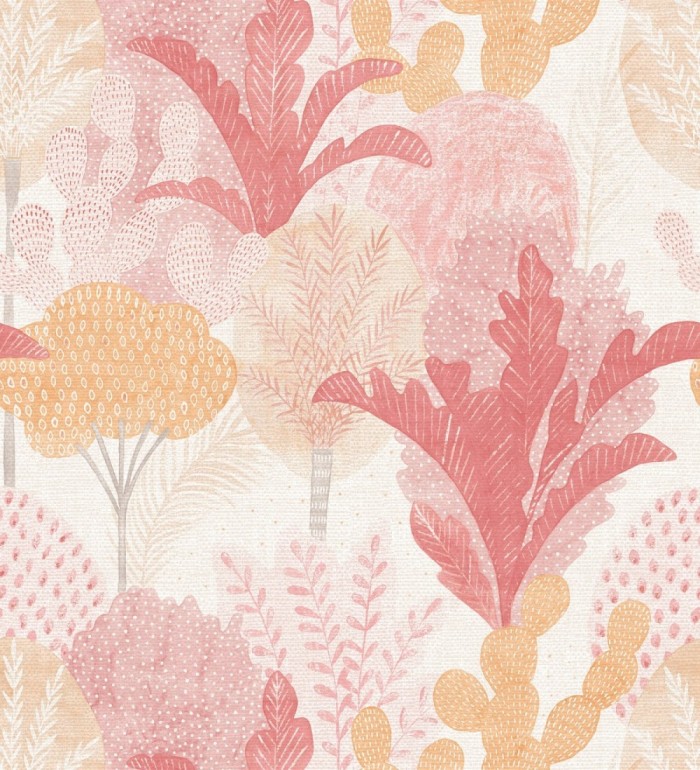 Papel pintado de árboles y cactus estilo tropical - Town Forest 680810