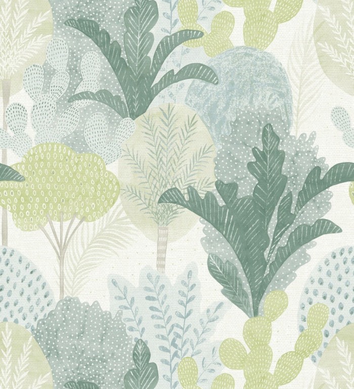 Papel pintado de árboles y cactus estilo tropical - Town Forest 680811