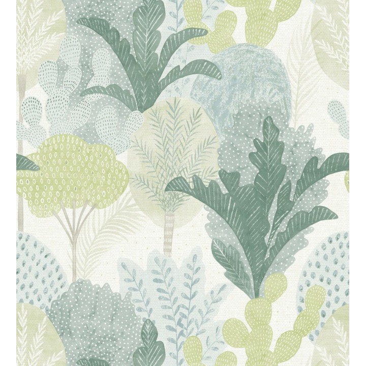 Papel pintado de árboles y cactus estilo tropical - Town Forest 680811