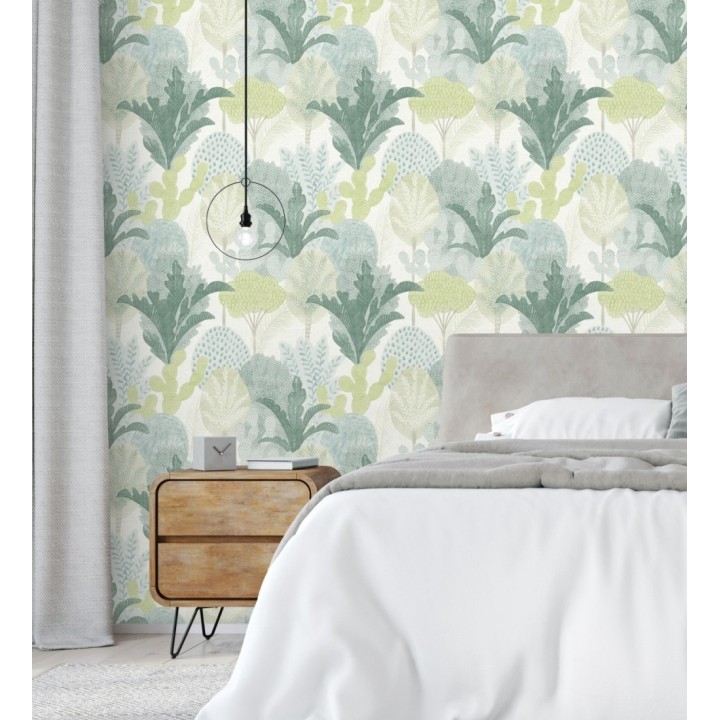 Papel pintado de árboles y cactus estilo tropical - Town Forest 680811